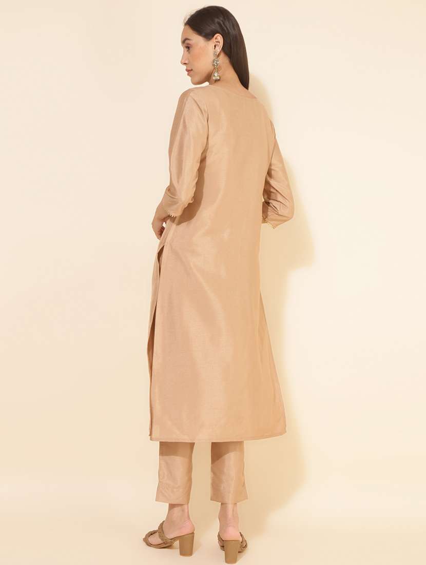 women beige kurta pant set - 21514143 -  Standard Image - 3