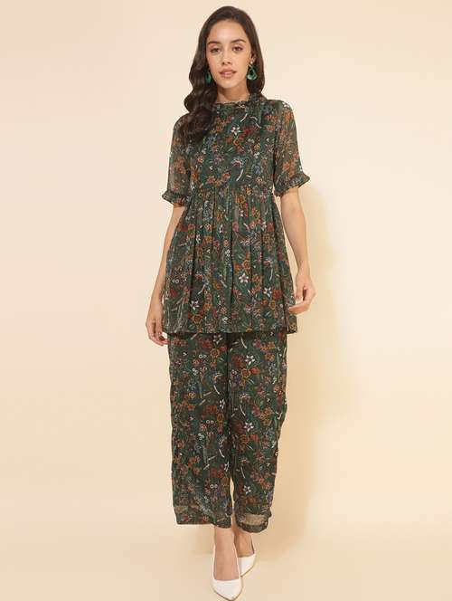 women green floral printed kurta pant set - 21514146 -  Standard Image - 0