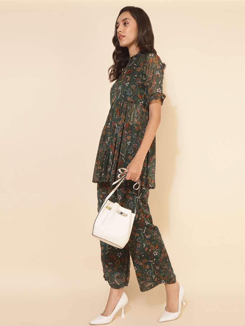 women green floral printed kurta pant set - 21514146 - Standard Image - 3