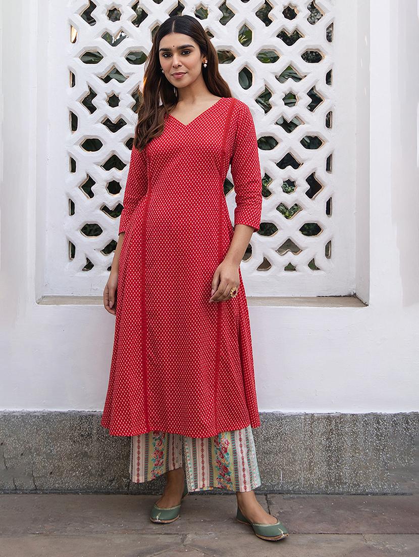 women v neck printed kurta palazzo set - 21514184 - Zoom Image - 0