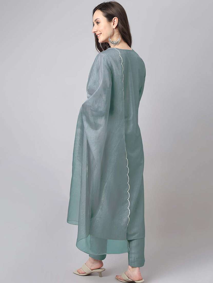 blue silk blend kurta pant  set - 21514188 -  Standard Image - 5