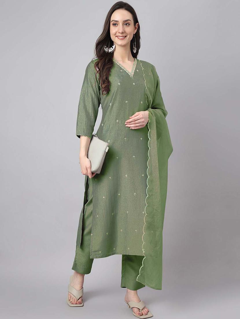 women three quarter sleeve kurta pant with dupatta set - 21514189 -  Zoom Image - 0