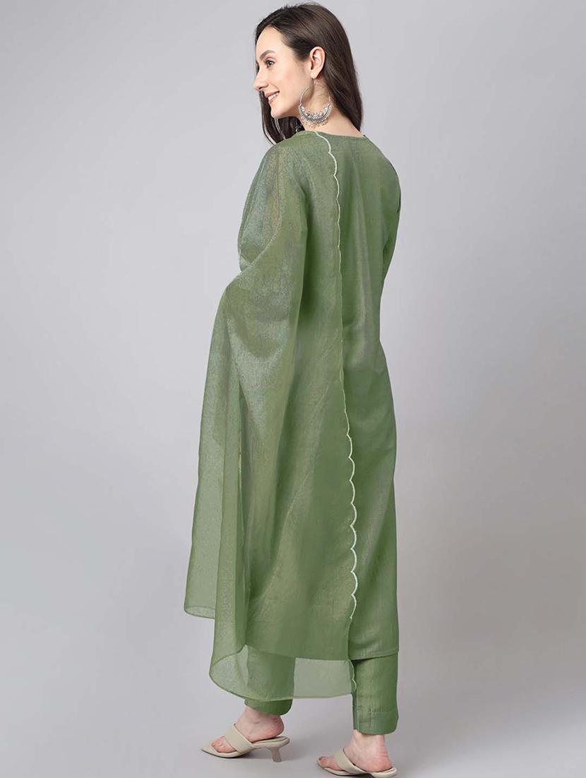women three quarter sleeve kurta pant with dupatta set - 21514189 - Standard Image - 5