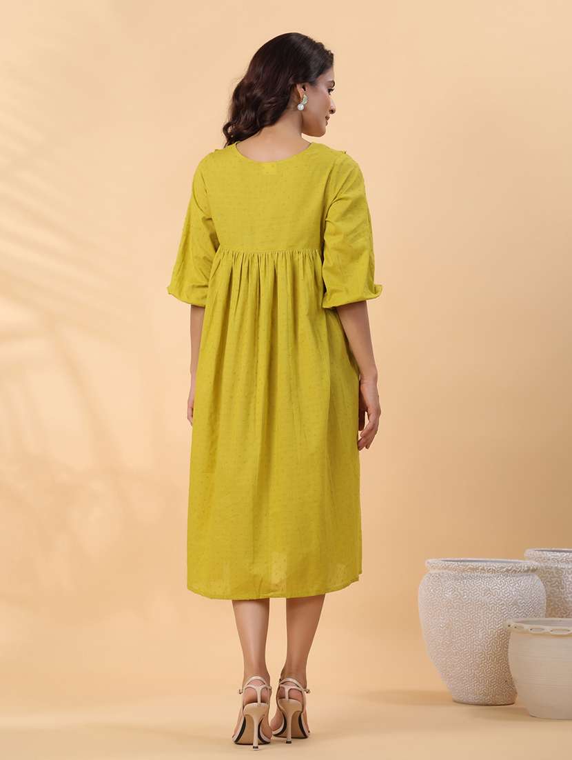 women green embroidered a-line dress - 21514261 - Standard Image - 3