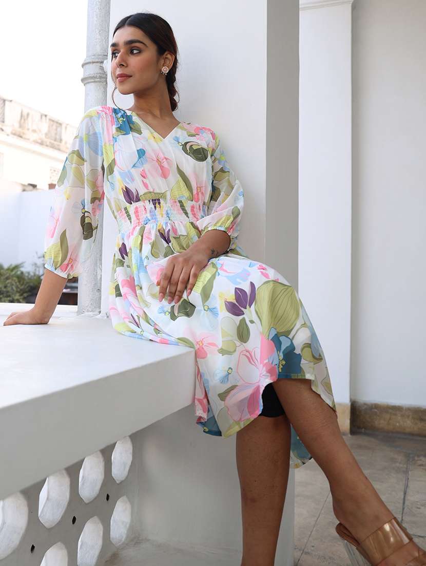 women white floral printed fit & flare dress - 21514269 -  Standard Image - 3