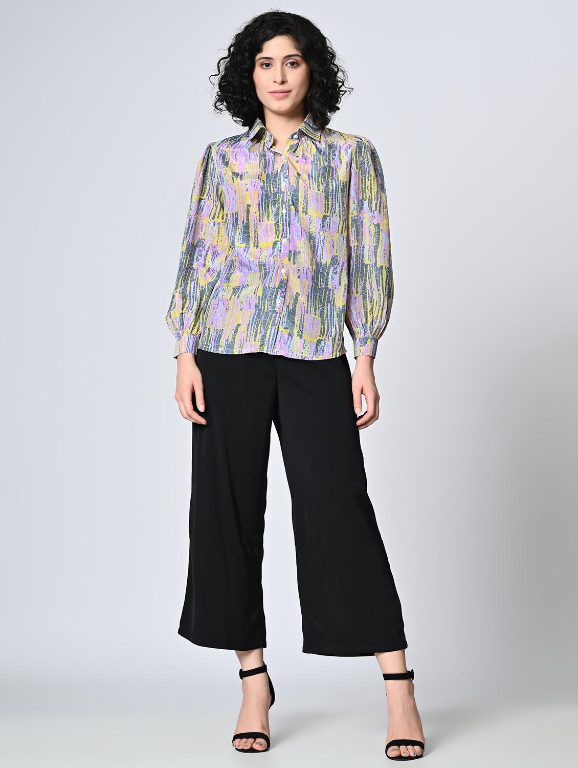 women multi colored crepe regular shirt - 21514377 - Standard Image - 3
