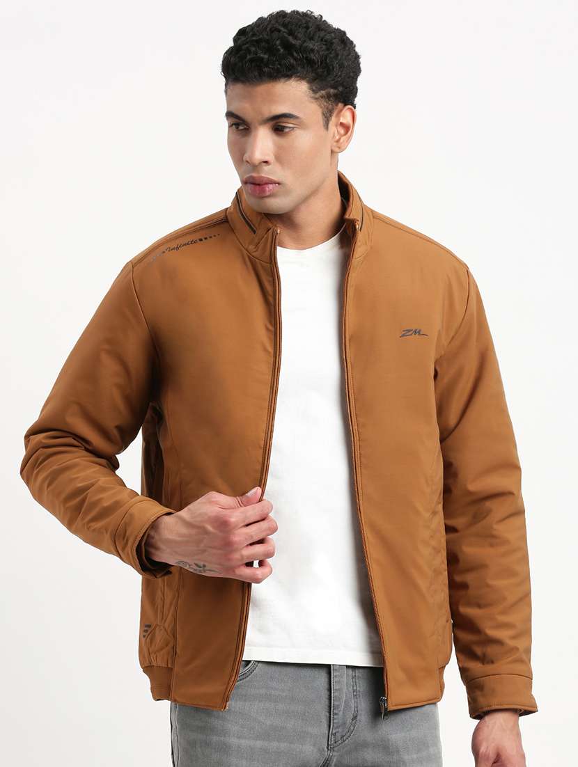 men brown solid casual jacket - 21514394 - Zoom Image - 0