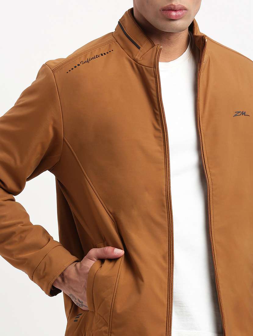 men brown solid casual jacket - 21514394 - Standard Image - 5