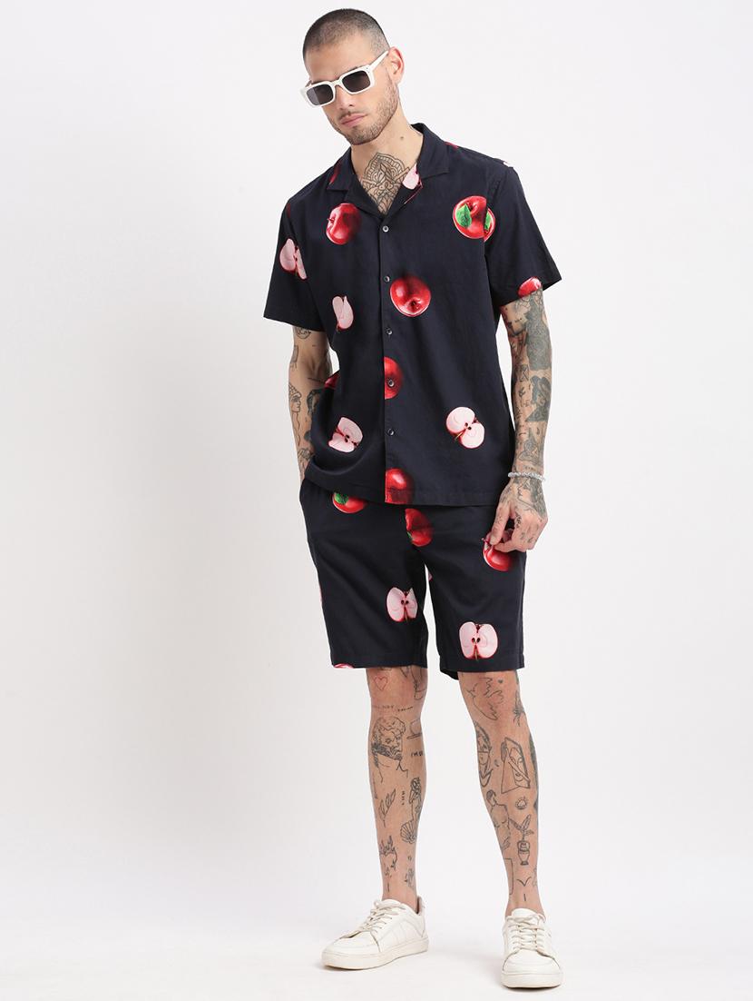 men cuban collared printed co-ord set - 21514396 - Standard Image - 3