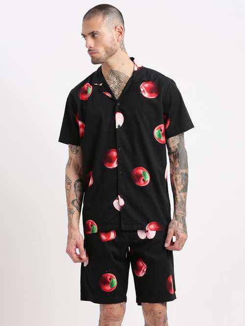 men black printed co-ord set - 21514397 -  Standard Image - 0