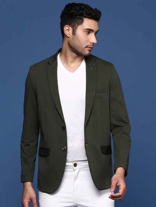 men solids single breasted casual blazer - 21514404 - Standard Image - 0