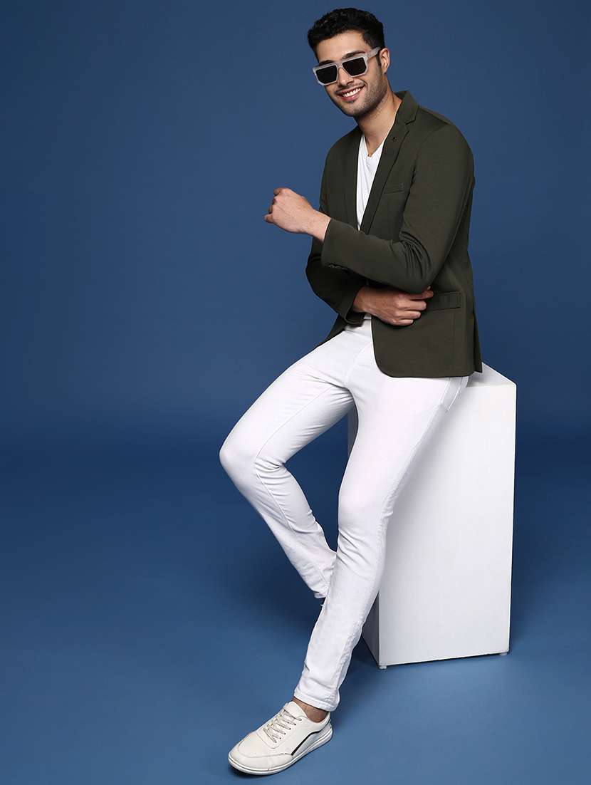 men solids single breasted casual blazer - 21514404 - Standard Image - 3