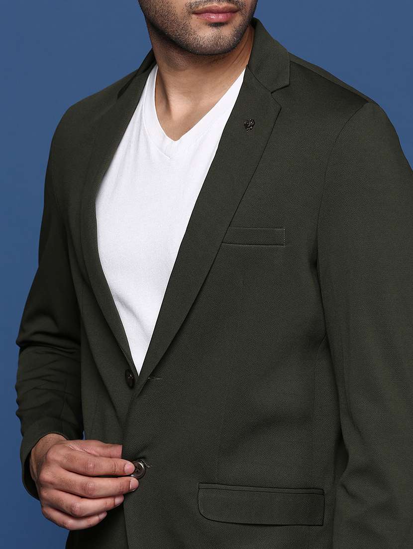 men solids single breasted casual blazer - 21514404 - Standard Image - 5