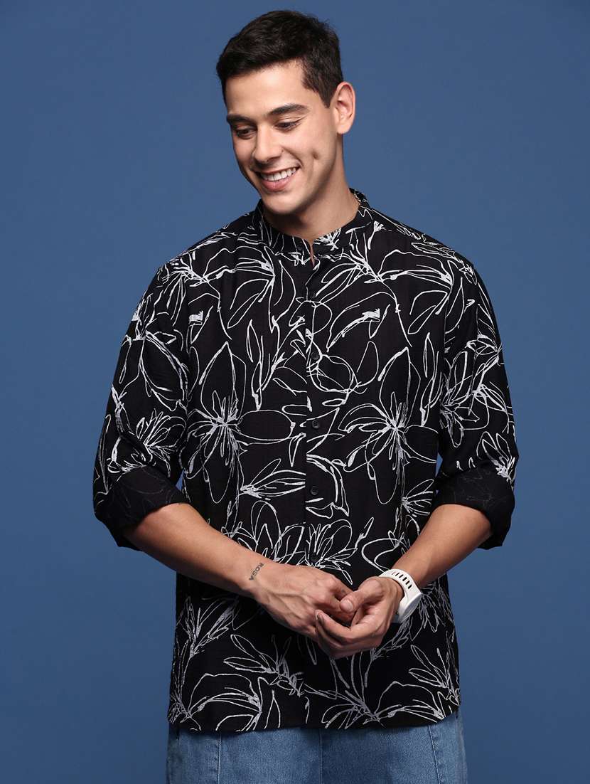 men black printed casual shirt
