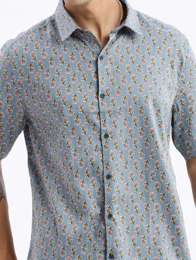 men florals short sleeves casual shirts - 21514423 -  Standard Image - 5