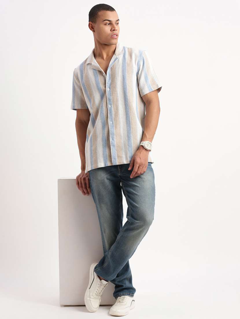 men collared stripes casual shirt - 21514428 -  Standard Image - 3