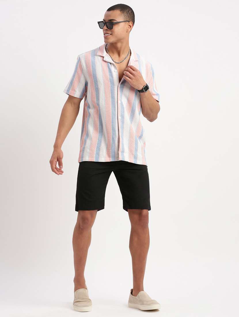 men stripes short sleeves casual shirts - 21514430 -  Standard Image - 3