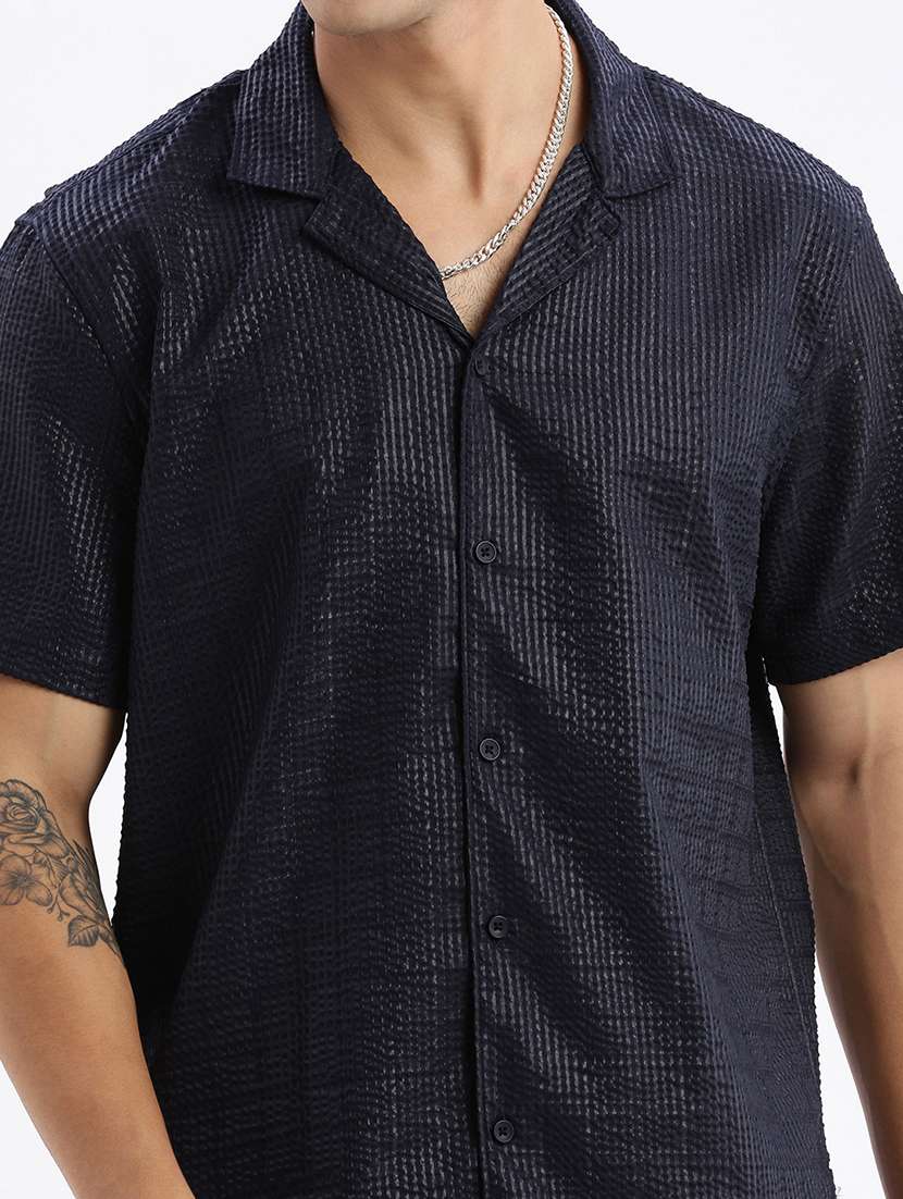 men black self-designed casual shirt - 21514433 -  Standard Image - 5