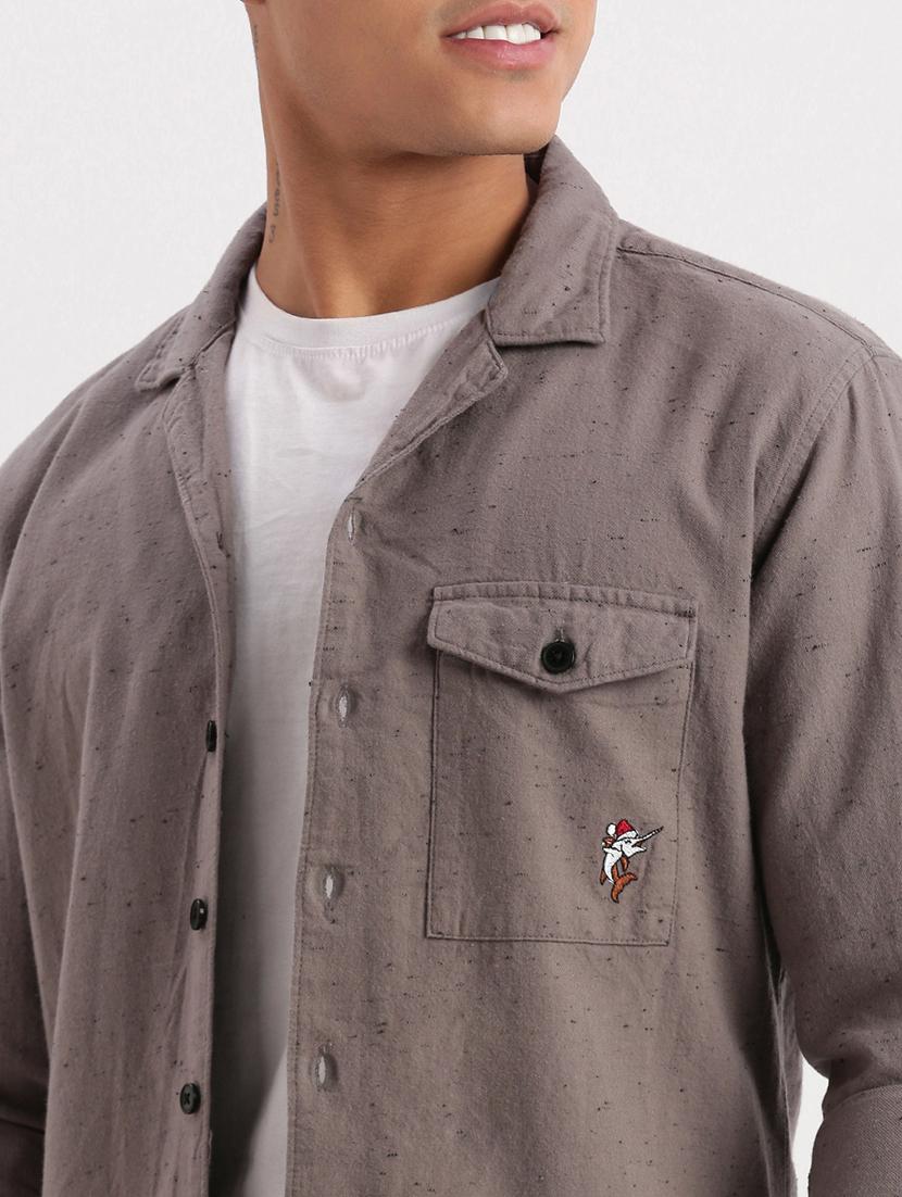 men grey self-designed casual shirt - 21514435 - Standard Image - 5