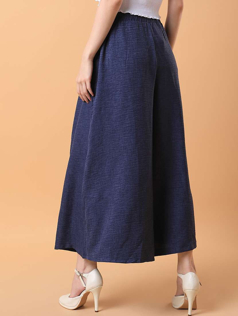 women solid pleated wide leg trouser - 21514480 -  Standard Image - 3
