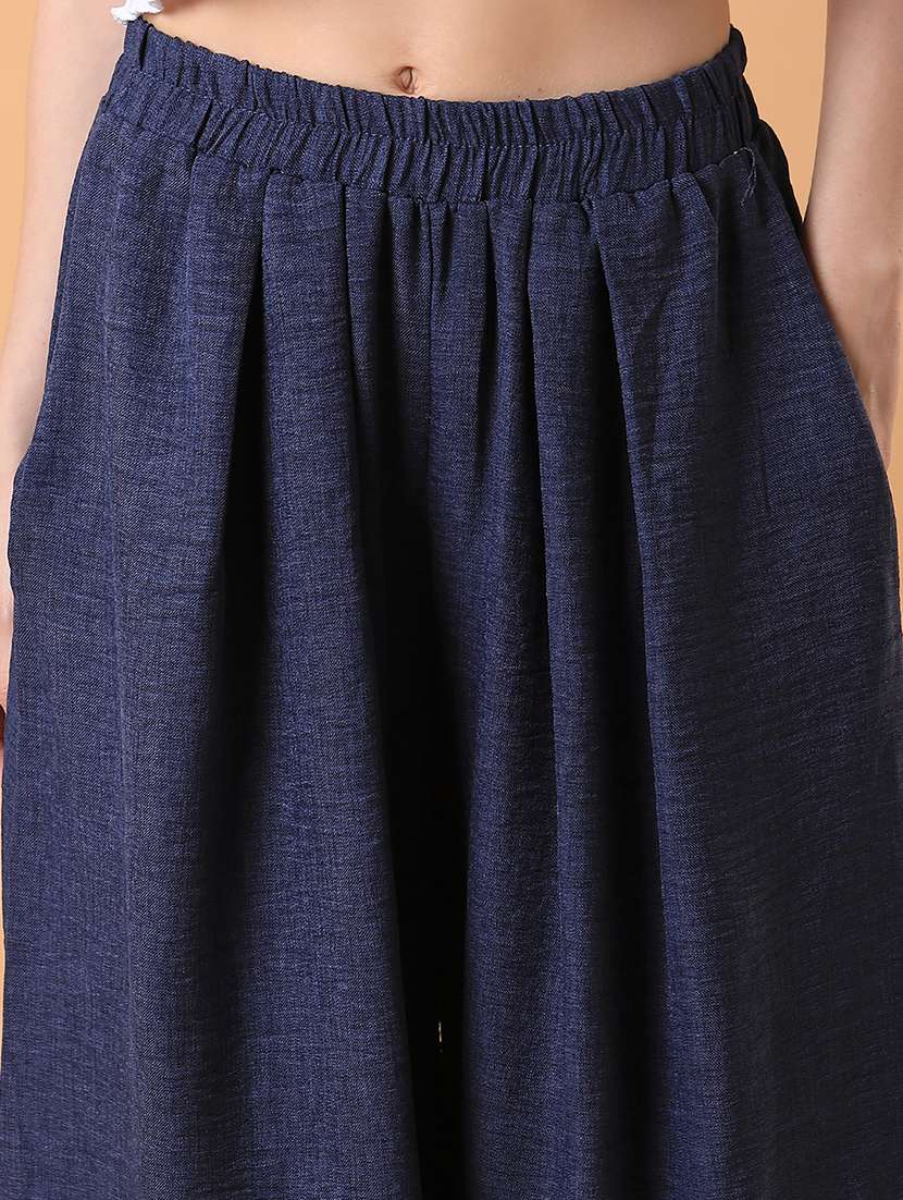 women solid pleated wide leg trouser - 21514480 -  Standard Image - 5