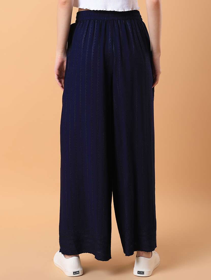 women embroidered flat front wide leg trouser - 21514482 -  Standard Image - 3