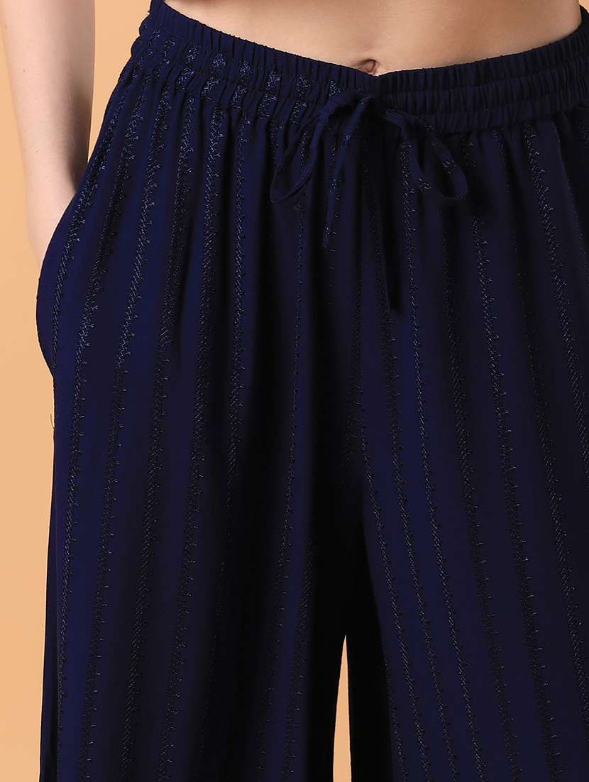 women embroidered flat front wide leg trouser - 21514482 -  Standard Image - 5