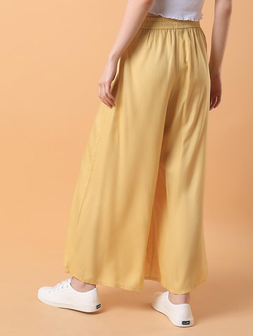 women solid flat front wide leg trouser - 21514484 - Standard Image - 3