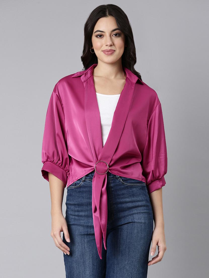 women solid collared shirt style top - 21514489 - Zoom Image - 0
