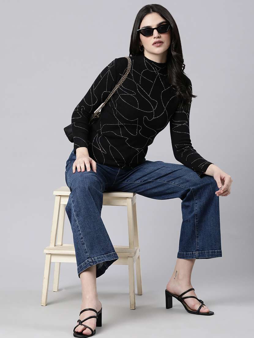 women embellished mock neck pullover - 21514492 -  Standard Image - 5