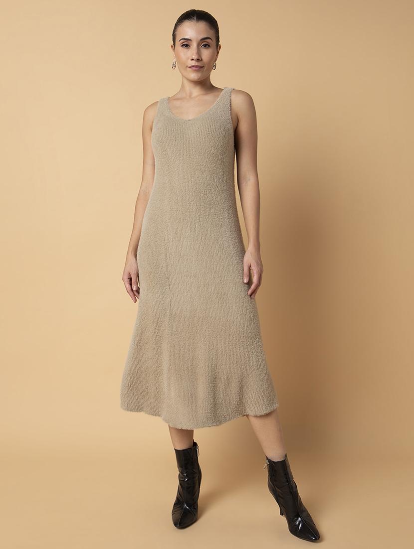 women solid sleeveless a-line dress - 21514523 - Standard Image - 5