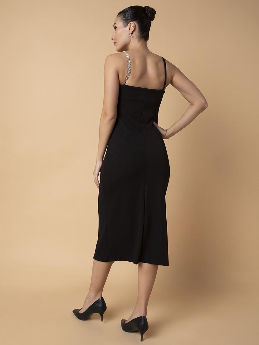 women black solid sheath dress - 21514527 - Standard Image - 3