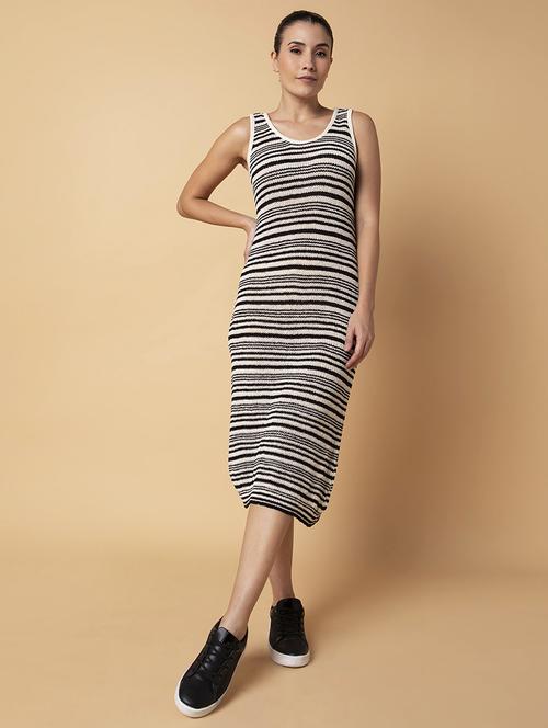 women black stripes sheath dress - 21514534 - Standard Image - 0