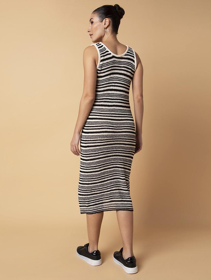 women black stripes sheath dress - 21514534 - Standard Image - 3