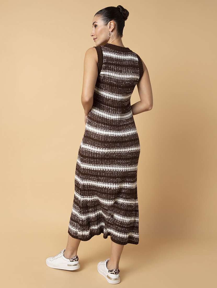women brown stripes sheath dress - 21514536 -  Standard Image - 3