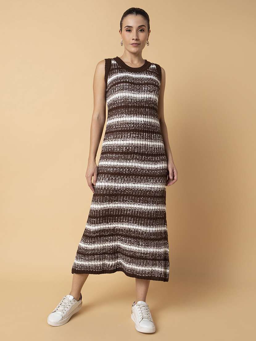 women brown stripes sheath dress - 21514536 -  Standard Image - 5
