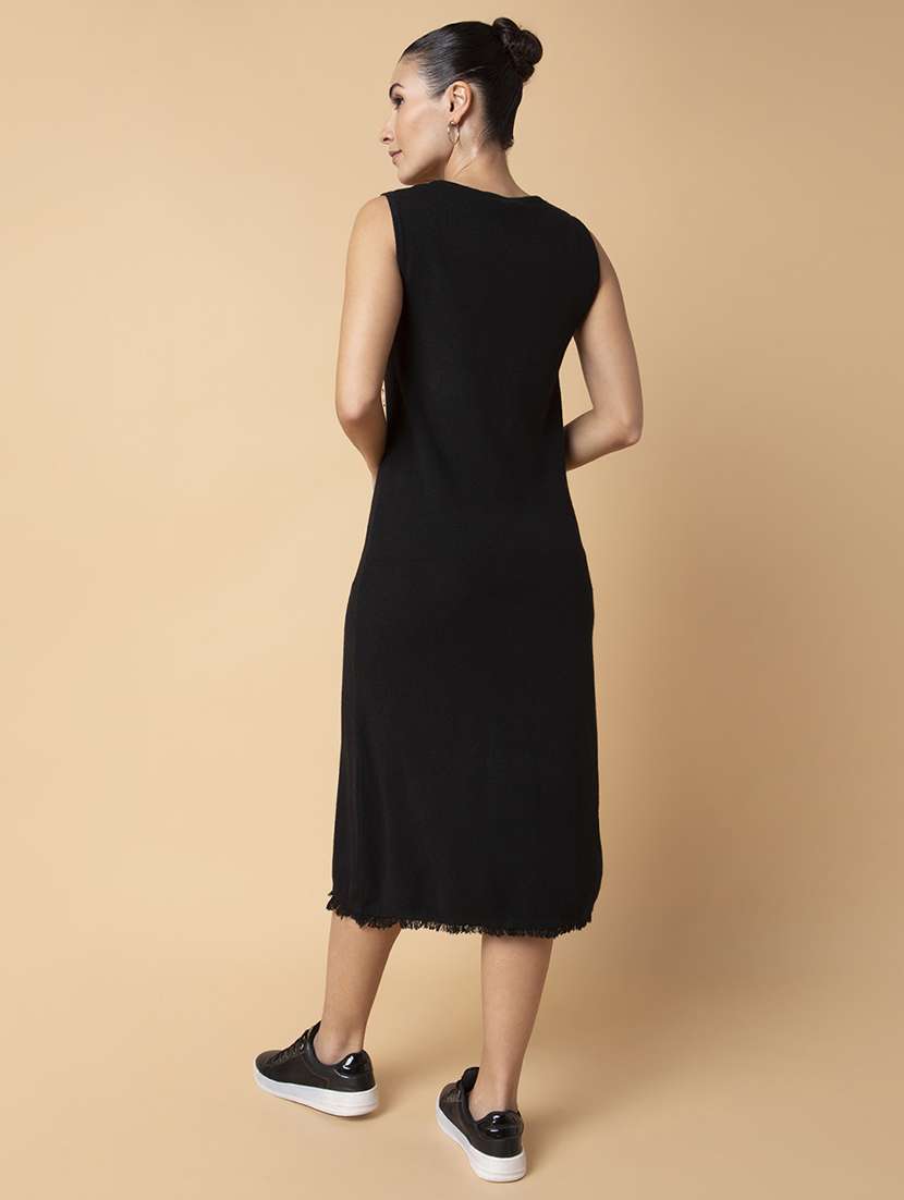 women black solid sheath dress - 21514544 -  Standard Image - 3