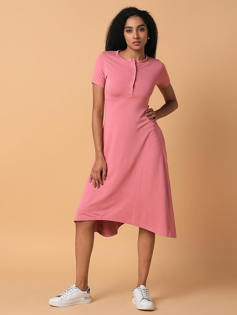 women pink solid a-line dress - 21514551 - Zoom Image - 0