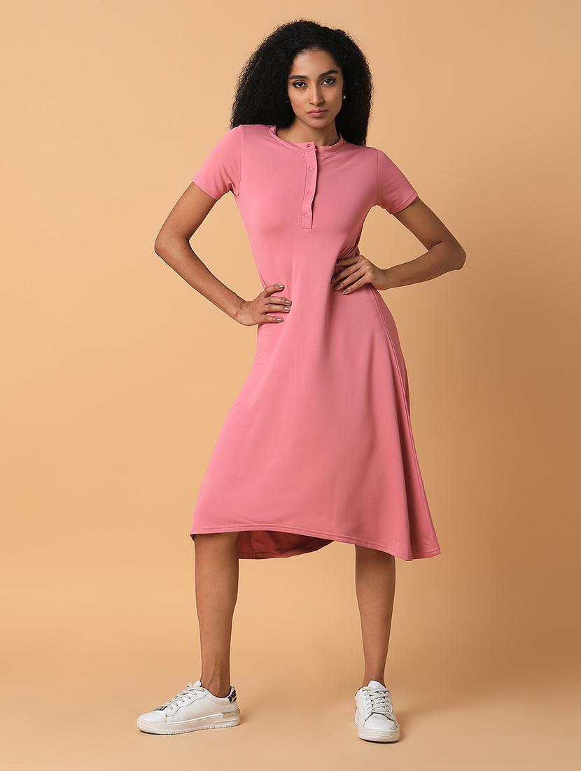women pink solid a-line dress - 21514551 - Standard Image - 5