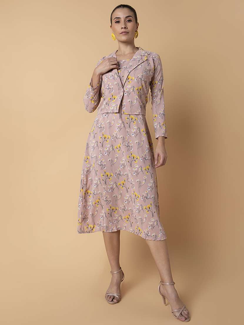 women floral printed a-line dress with shrug - 21514552 -  Standard Image - 5