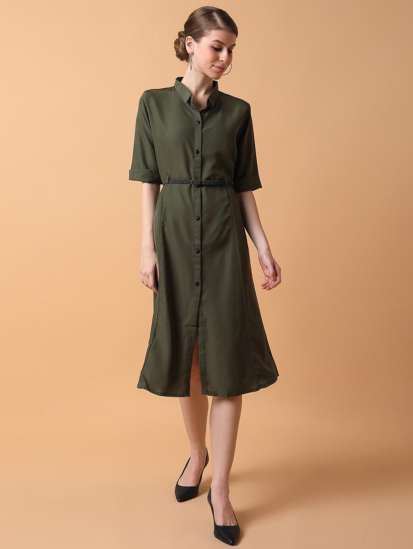 women solid collared shirt dress - 21514562 - Zoom Image - 0
