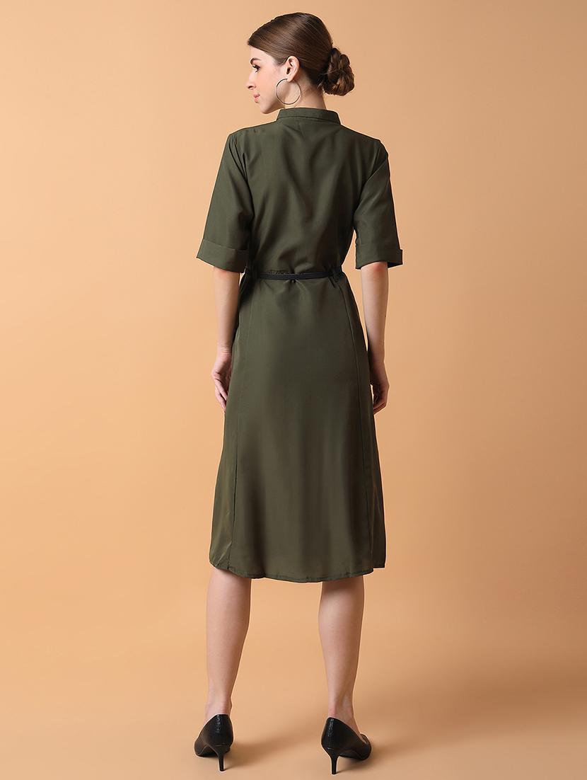 women solid collared shirt dress - 21514562 - Standard Image - 3