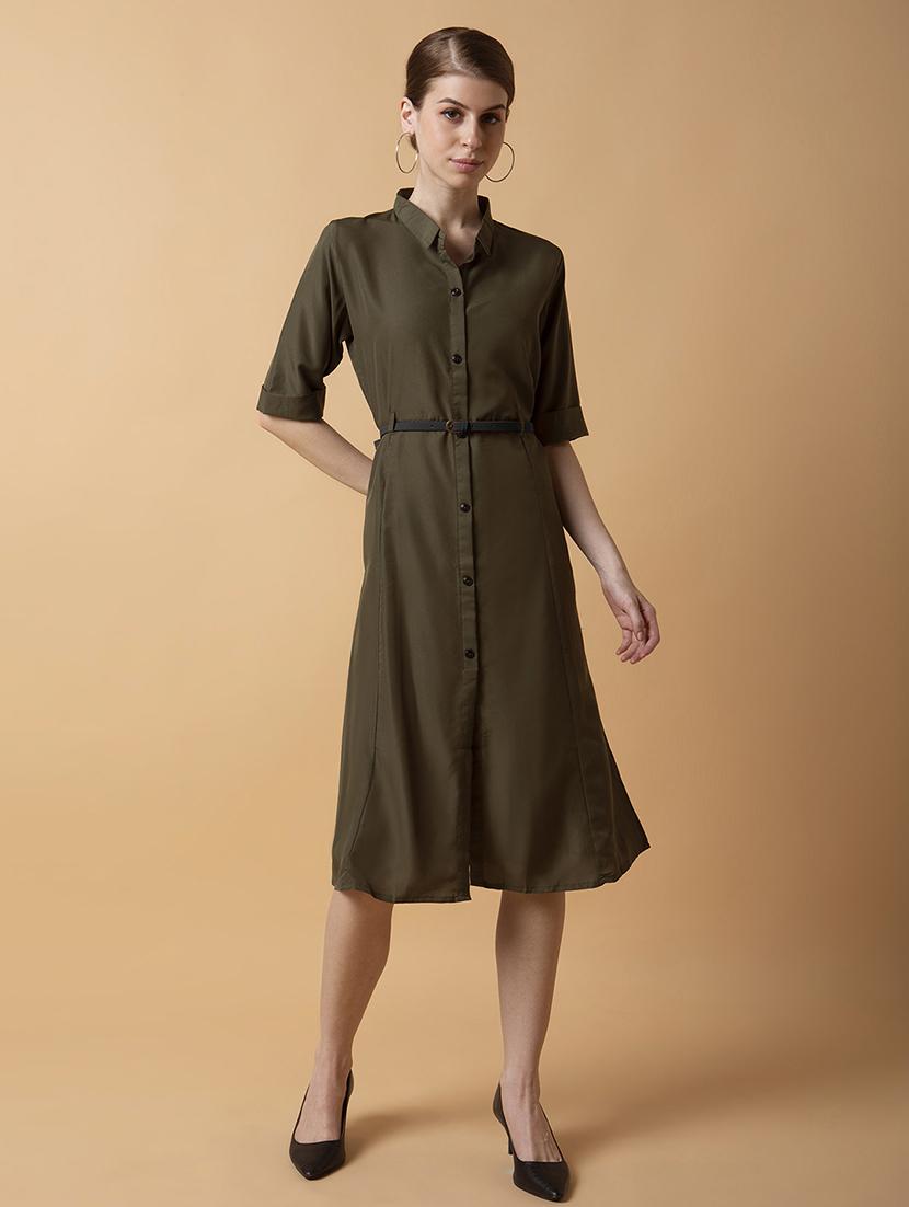 women solid collared shirt dress - 21514562 - Standard Image - 5