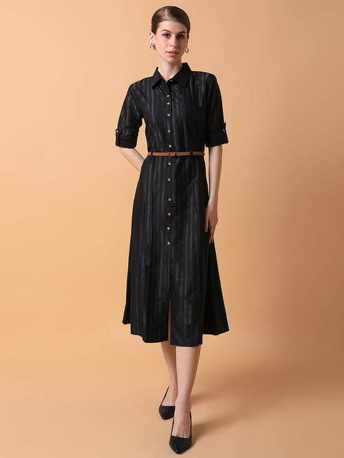 women striped collared shirt dress - 21514565 - Standard Image - 0