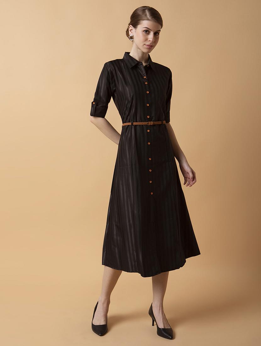 women striped collared shirt dress - 21514565 - Standard Image - 5