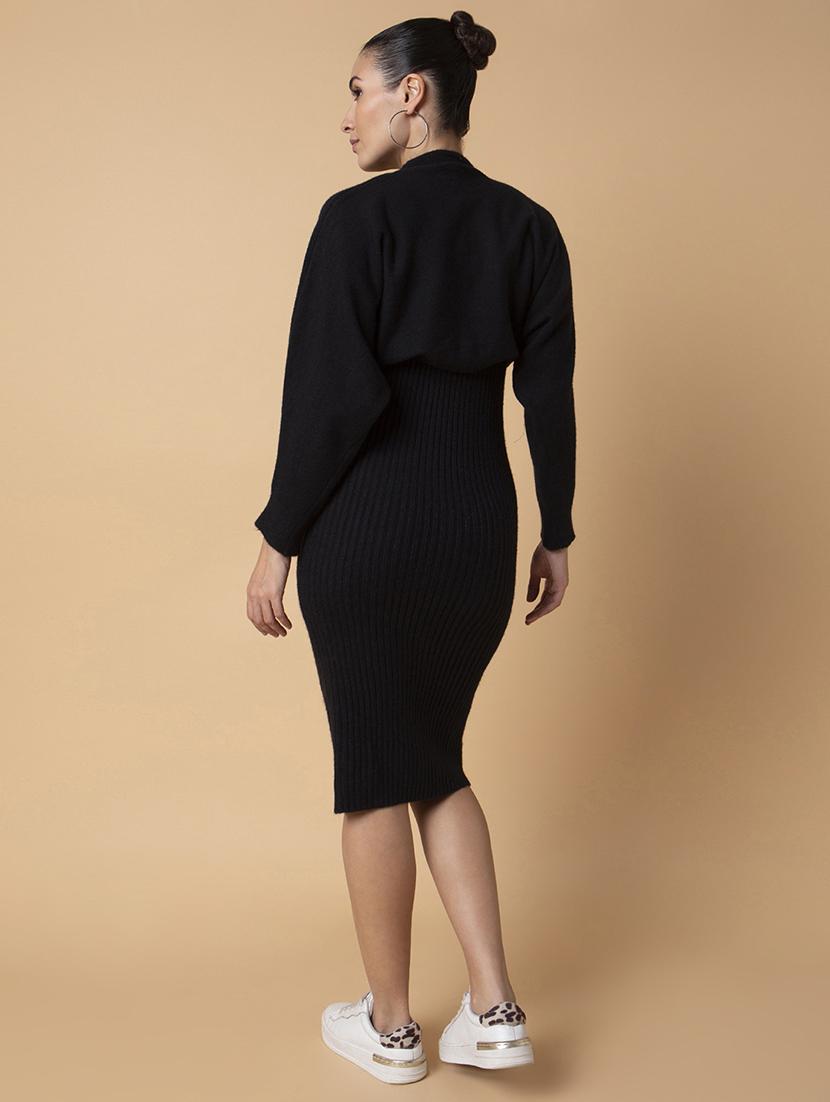 women black solid bodycon dress - 21514567 - Standard Image - 3