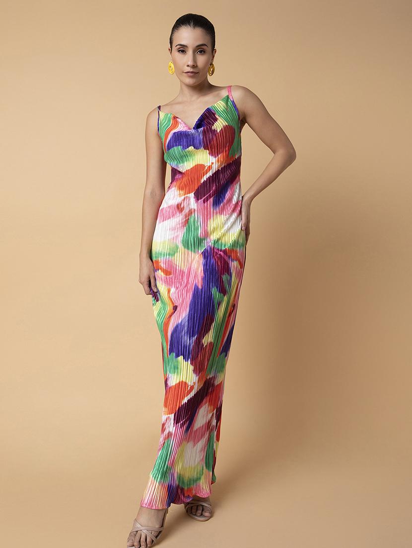 women printed cowl neck bodycon dress - 21514571 - Standard Image - 5