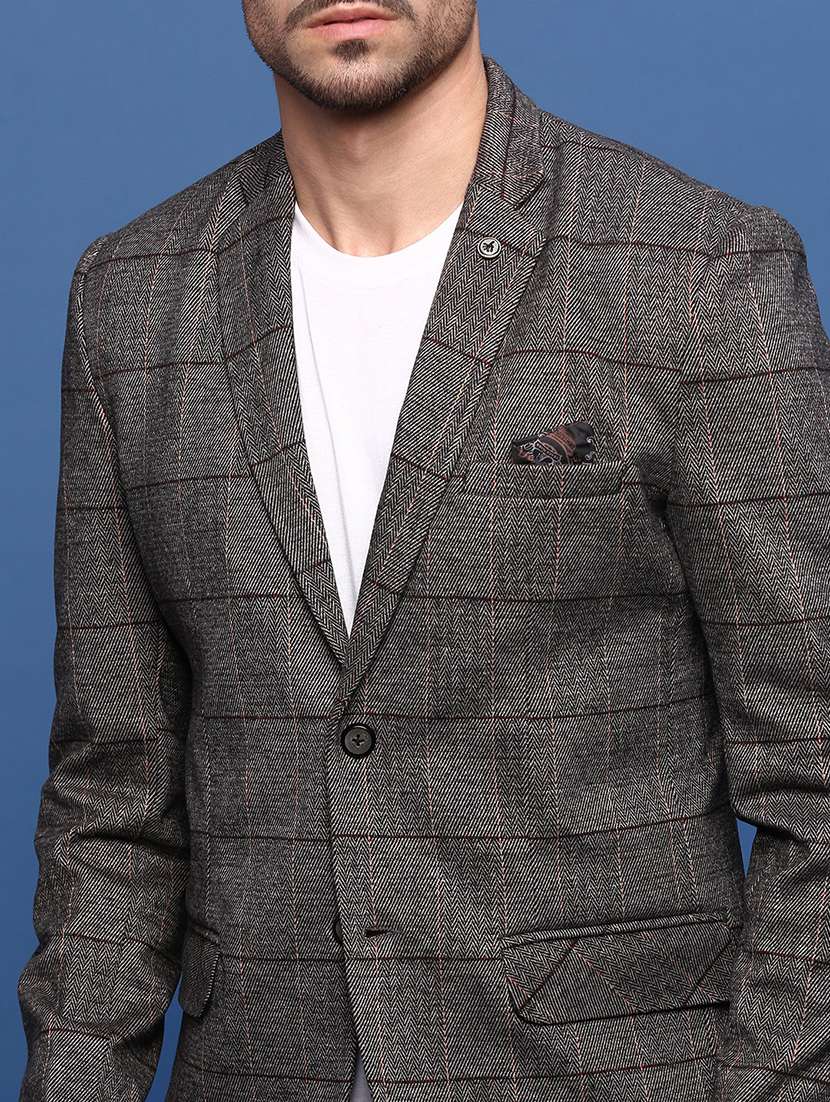 men checks single breasted casual blazer - 21514574 -  Standard Image - 5