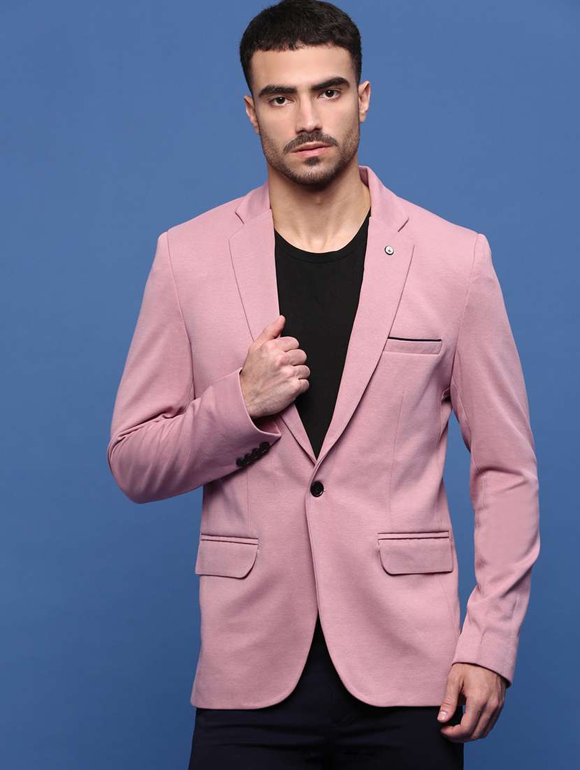 men solids single breasted casual blazer