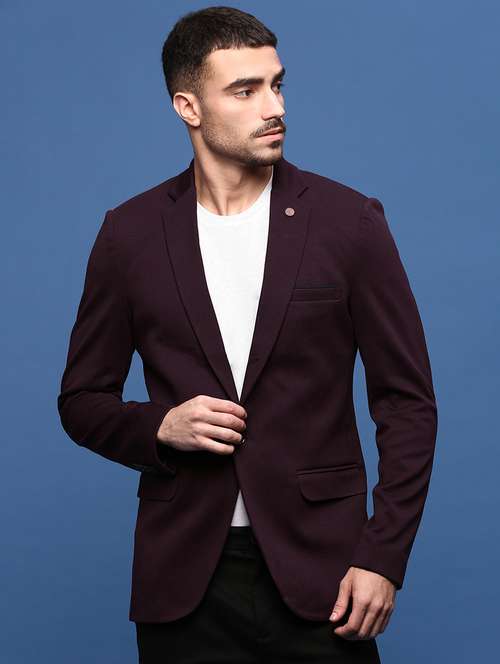 men purple solid casual blazer - 21514577 -  Standard Image - 0